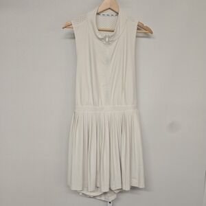 Prince Pickleball Womens White Sleeveless Quarter Zip Mesh Back‎ Pleated Dress